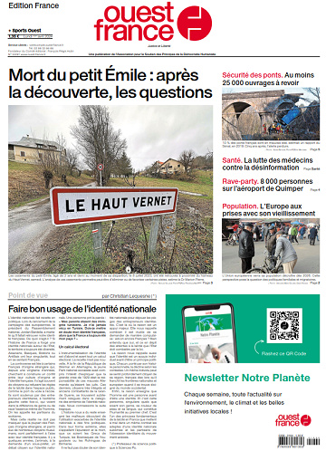 Ouest-France Édition France du Lundi 1er Avril 2024