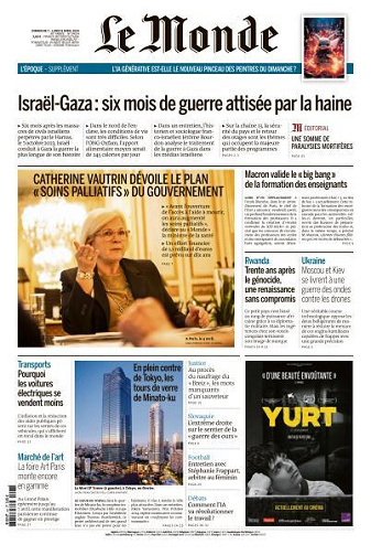 Le Monde du Dimanche 7 et Lundi 8 Avril 2024