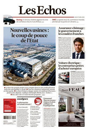 Les Echos du Jeudi 11 Avril 2024