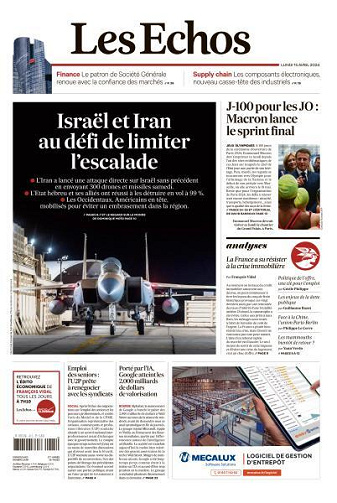 Les Echos du Lundi 15 Avril 2024