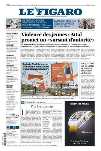 Le Figaro du Vendredi 19 Avril 2024
