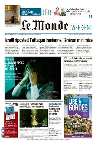 Le Monde du Samedi 20 Avril 2024