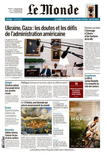 Le Monde du Dimanche 21 et Lundi 22 Avril 2024