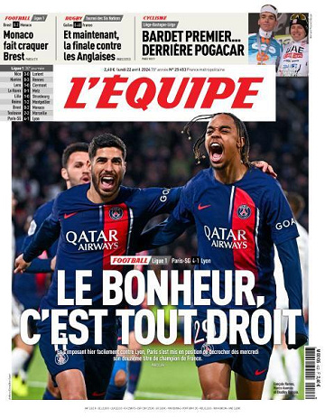 L’equipe du Lundi 22 Avril 2024