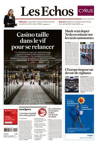 Les Echos du Jeudi 25 Avril 2024