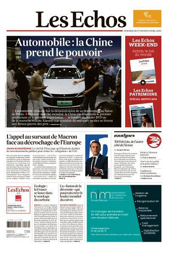 Les Echos du Vendredi 26 et Samedi 27 Avril 2024