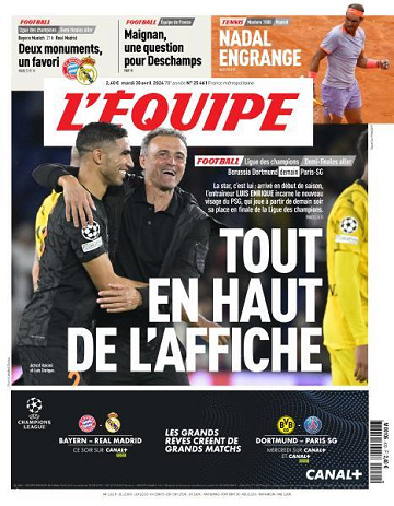 L’equipe du Mardi 30 Avril 2024