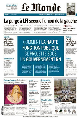 Le Monde du Dimanche 16 et Lundi 17 Juin 2024