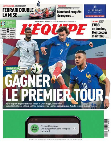 L’equipe du Lundi 17 Juin 2024
