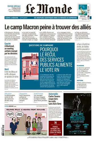 Le Monde du Mercredi 19 Juin 2024