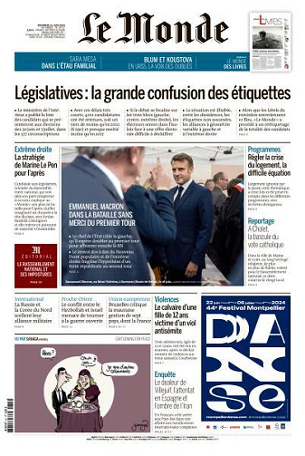 Le Monde du Vendredi 21 Juin 2024