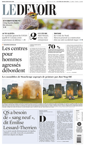Le Devoir du Jeudi 20 juin 2024