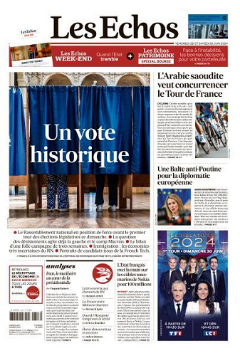 Les Echos du Vendredi 28 et Samedi 29 Juin 2024