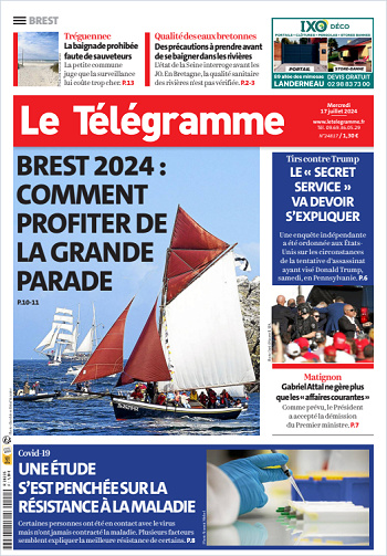 Le Télégramme (12 Éditions) Du Mercredi 17 Juillet 2024​