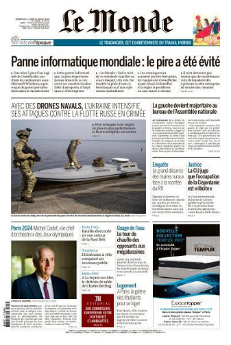 Le Monde du Dimanche 21 et Lundi 22 Juillet 2024