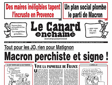 Le Canard Enchaîné du Mercredi 07 Aoüt 2024