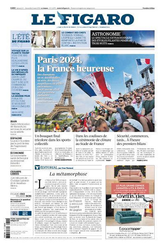Le Figaro du Samedi 10 et Dimanche 11 Août 2024