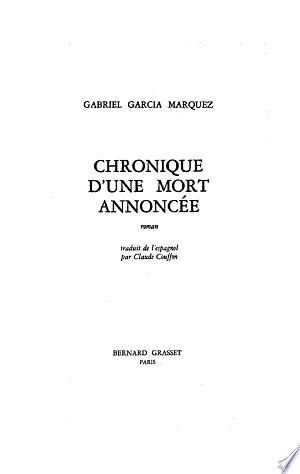 Chronique d'une mort annoncée -  Gabriel García Márquez (2002)