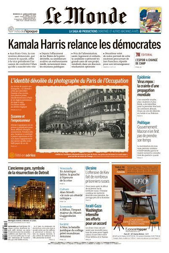 Le Monde du Dimanche 18 et Lundi 19 Août 2024