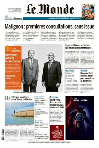 Le Monde du Dimanche 25 et Lundi 26 Août 2024