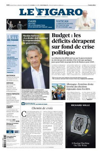 Le Figaro du Samedi 31 Août et Dimanche 1er Septembre 2024