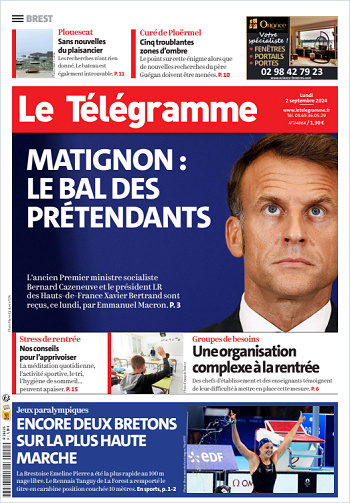 Le Télégramme Du Lundi 2 Septembre 2024  (7 Éditions)