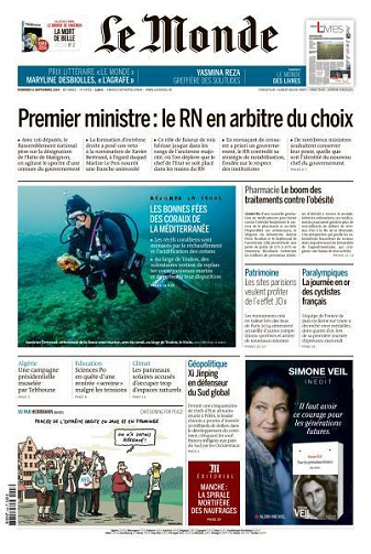 Le Monde du Vendredi 6 Septembre 2024