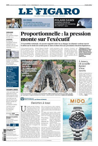 Le Figaro du Vendredi 13 Septembre 2024
