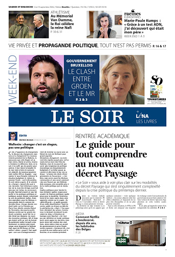 Le Soir Bruxelles + Léna + SO SOIR + REFERENCE Du Samedi 14 septembre 2024