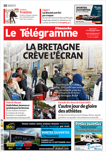 Le Télégramme Du Dimanche 15 Septembre 2024  (7 Éditions)