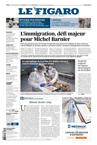 Le Figaro du Mercredi 18 Septembre 2024