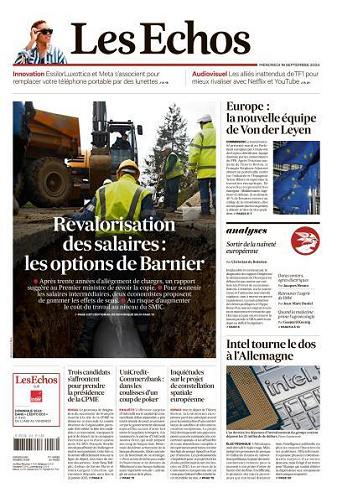 Les Echos du Mercredi 18 Septembre 2024