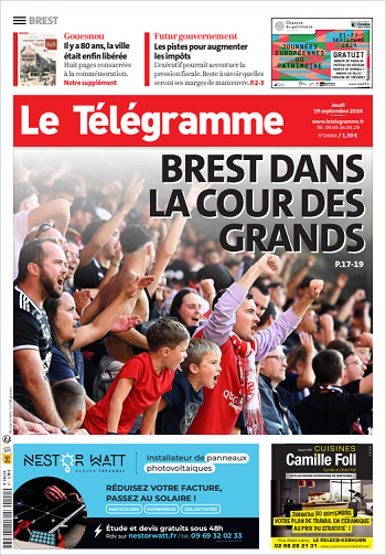 Le Télégramme Du Jeudi 19 Septembre 2024 (10 Editions)