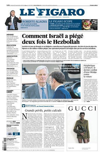 Le Figaro du Vendredi 20 Septembre 2024