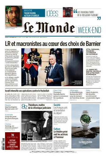 Le Monde du Samedi 21 Septembre 2024