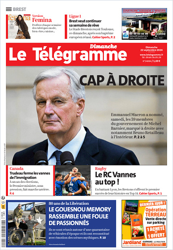 Le Télégramme Du Dimanche 22 Septembre 2024 (7 Éditions)