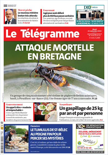 Le Télégramme Du Mardi 24 Septembre 2024  (10 Éditions)