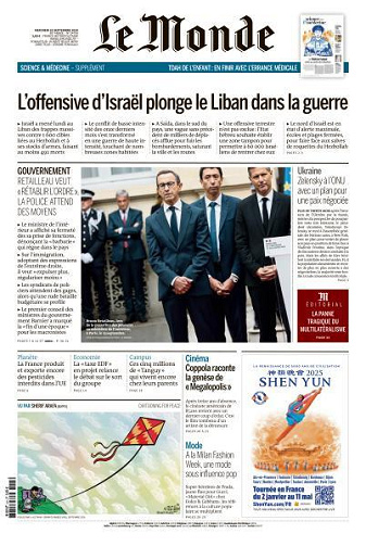 Le Monde du Mercredi 25 Septembre 2024