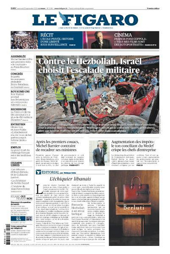 Le Figaro du Mercredi 25 Septembre 2024