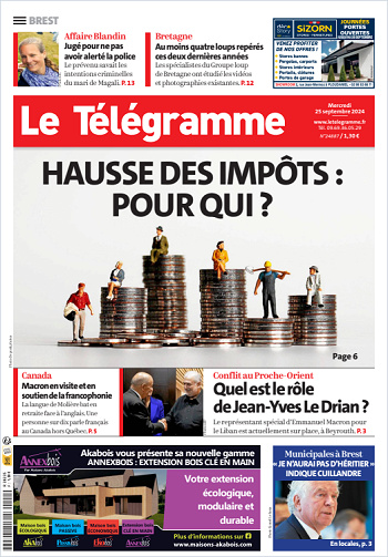 Le Télégramme Du Mercredi 25 Septembre 2024  (11 Éditions)