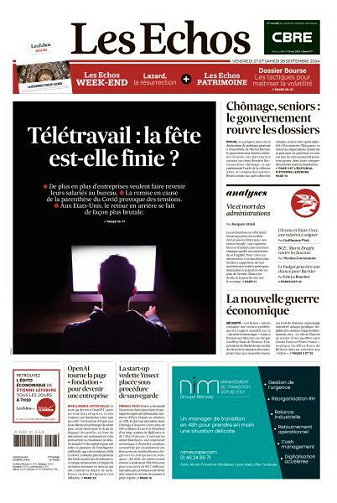 Les Echos du Vendredi 27 et  Samedi 28 Septembre 2024