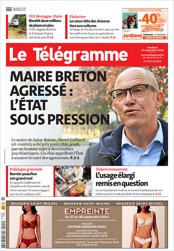 Le Télégramme Du Vendredi 27 Septembre 2024 (10 Éditions)