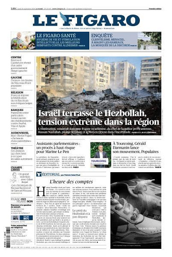 Le Figaro du Lundi 30 Septembre 2024