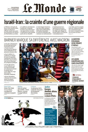 Le Monde du Jeudi 3 Octobre 2024