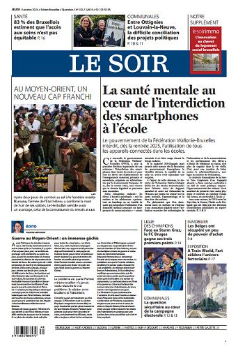 Le soir Edition BRUXELLES Du Jeudi 3 Octobre 2024