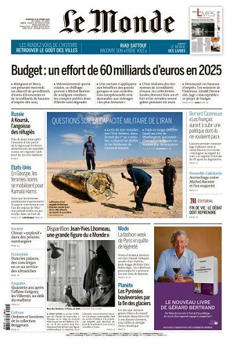 Le Monde du Vendredi 4 Octobre 2024