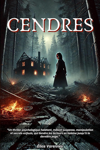 Élias Varennes - CENDRES: "Un thriller psychologique haletant, mêlant suspense, manipulation et secrets enfouis, qui tiendra les lecteurs en haleine jusqu’à la dernière page." (2024)