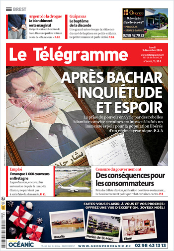 Le Télégramme (7 Éditions) Du Lundi 9 Décembre 2024