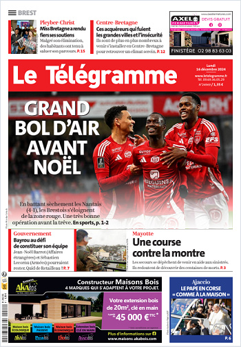 Le Télégramme (7 Éditions) Du Lundi 16 Décembre 2024