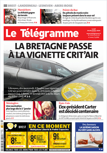 Le Télégramme (7 Éditions) Du Lundi 30 Décembre 2024